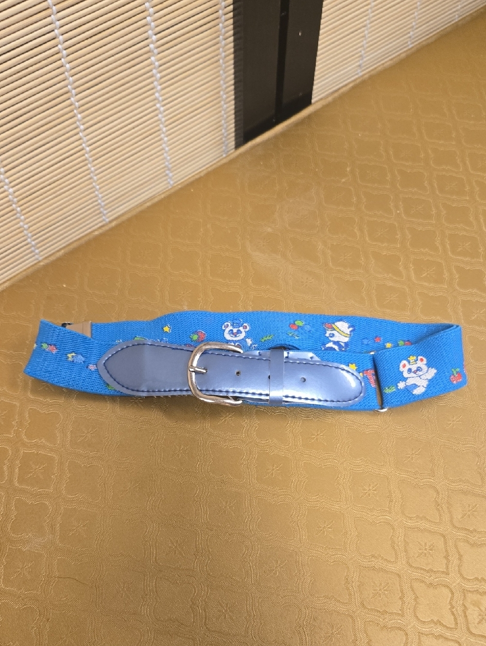Blue Kids Cartoon Elastic Belt with Silver Buckle